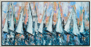 Bild "Segelboote / Sailing 6" (2024) (Original / Unikat), gerahmt