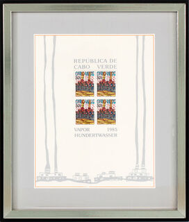 Bild "Vapor - ångaren från Cabo Verde". Specialutgåva med 4 frimärken à 50 Escudos, röd von Friedensreich Hundertwasser