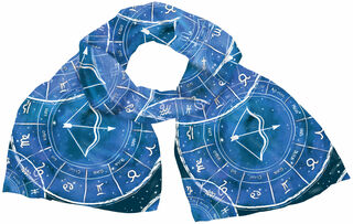 Écharpe en soie "Signe du zodiaque Sagittaire" (23.11.-21.12.), version bleue