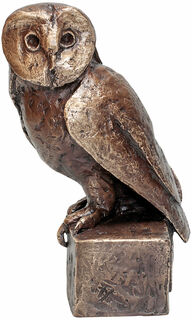 Skulptur "Barn Owl" (2022), version brons brun patinerad och polerad
