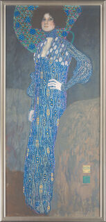 Bild "Porträtt av Emilie Flöge" (1902), inramad von Gustav Klimt