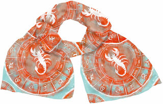 Écharpe en soie "Signe du zodiaque Scorpion" (24.10.-22.11.), version orange