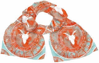 Zijden sjaal "Dierenriemteken Steenbok" (22.12.-20.01.), oranje versie