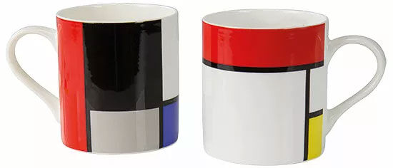 Set de 2 mugs "Composition", porcelaine von Piet Mondrian