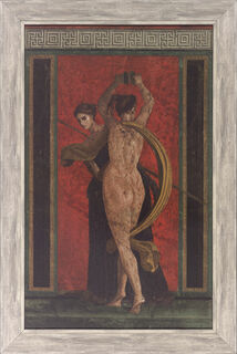 Röd fresk, från Villa dei Misteri i Pompeji, inramad
