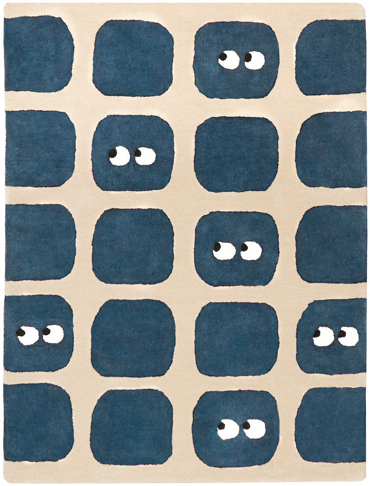 Matta "Owl blue" (120 x 170 cm) von Bleuu-Studio