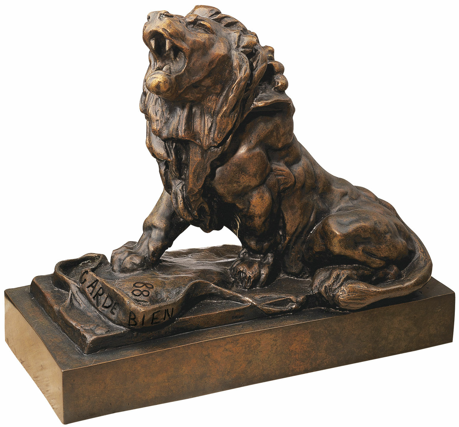 Skulptur "Det gråtande lejonet" (Le lion qui pleure), bronsversion von Auguste Rodin