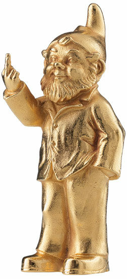 Skulptur "Sponti Dwarf", guldpläterad version von Ottmar Hörl