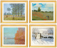 Set of 4 landscape pictures, golden framed version