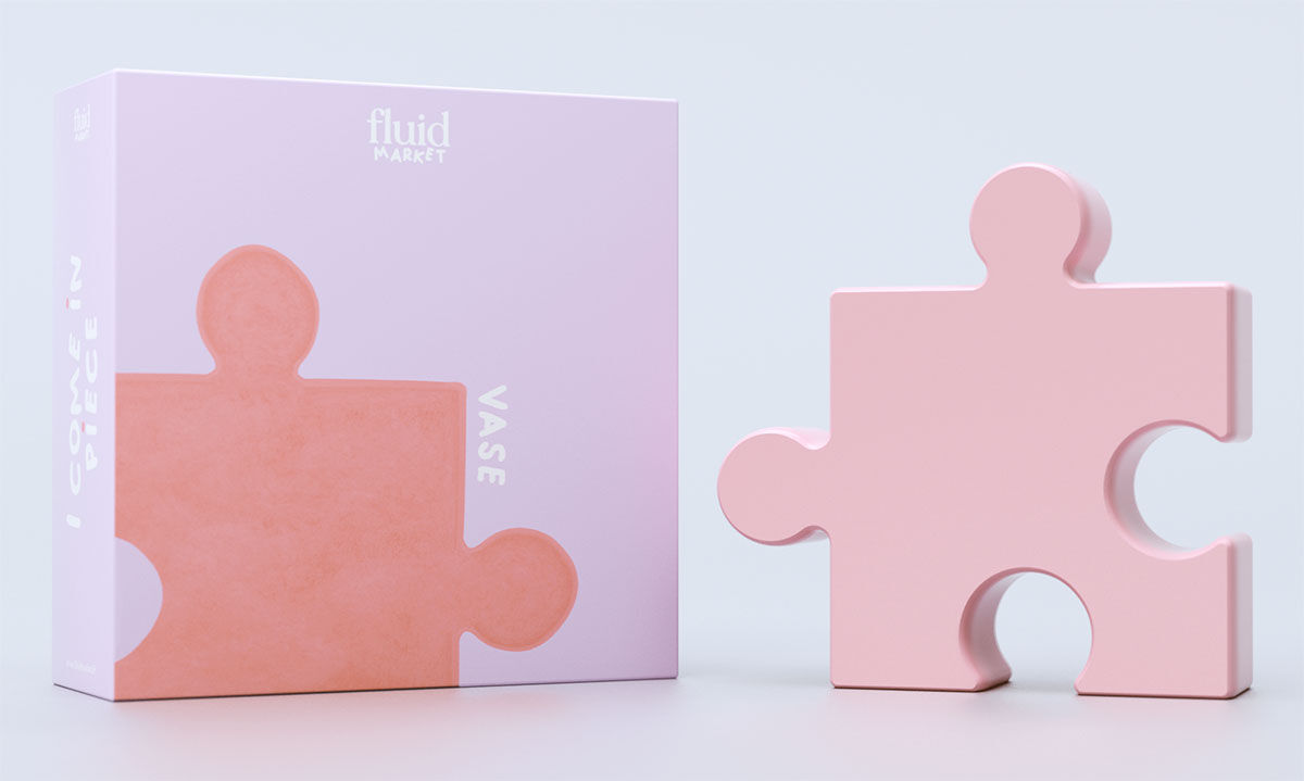 Keramisk vas / prydnadsföremål "Puzzle Pink" von Fluid Market