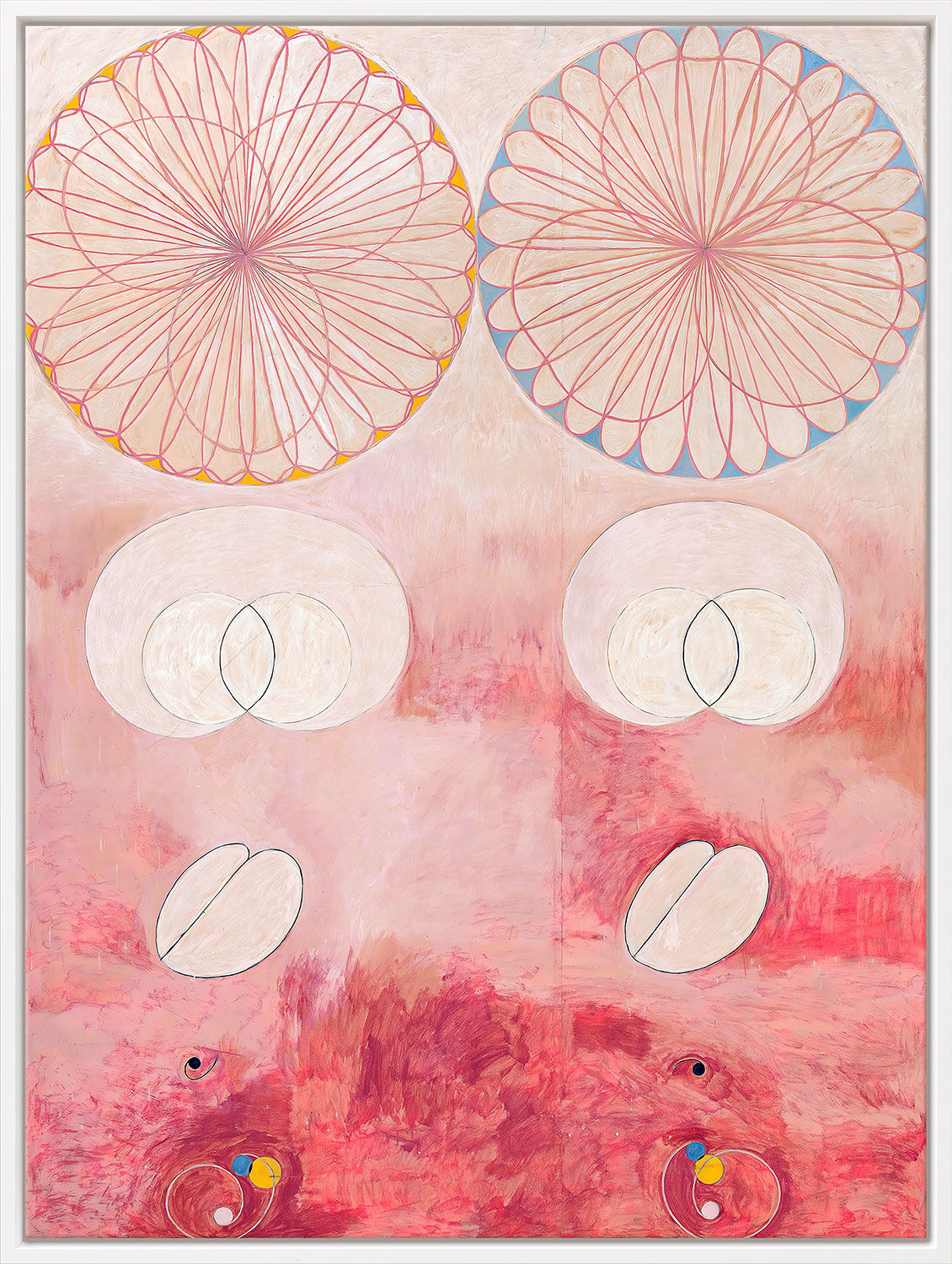 Picture "The Ten Greatest, No. 9, The Old Age" (1907), white framed version by Hilma af Klint