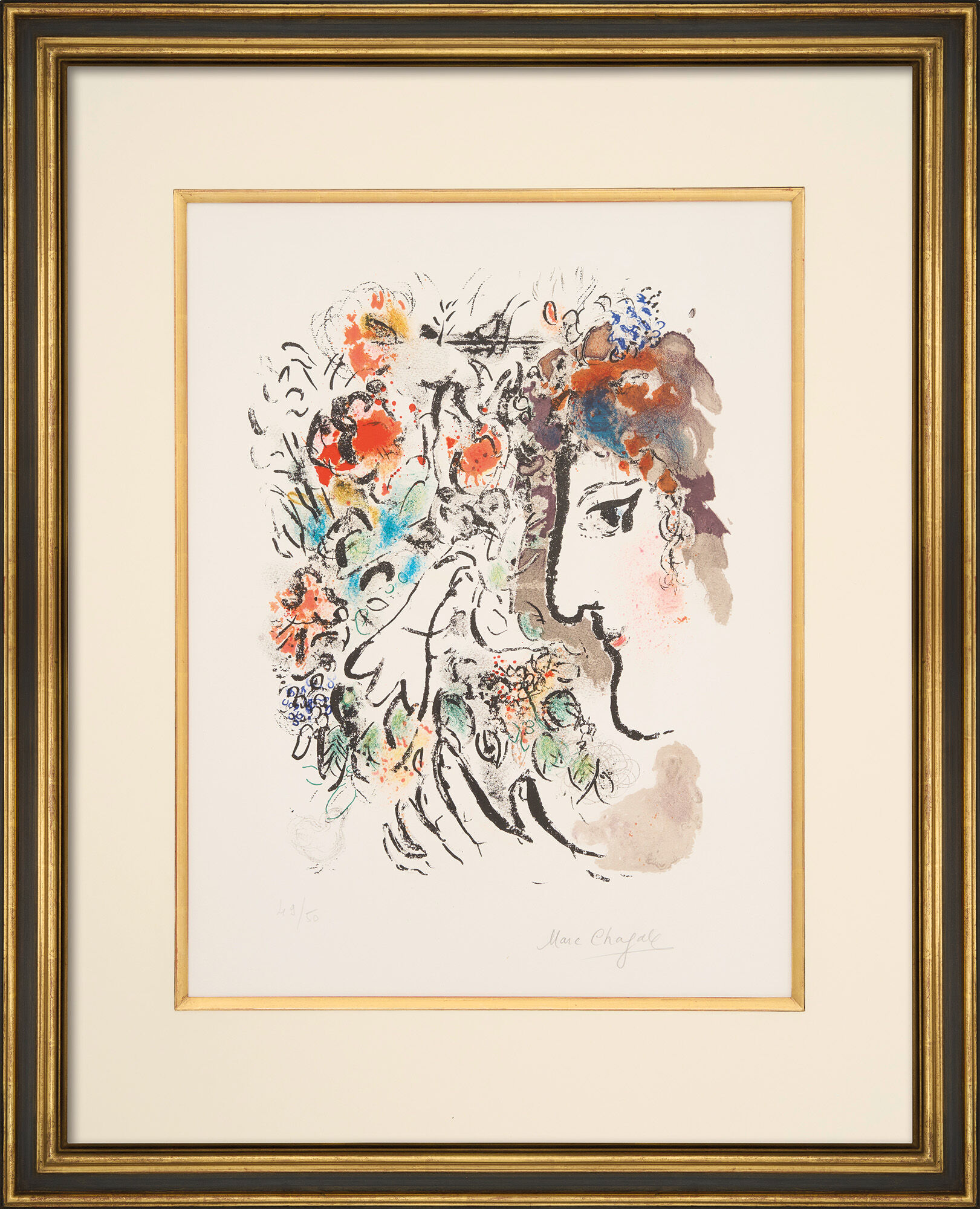 Tableau "Profil aux Fleurs rouges" (1964) von Marc Chagall