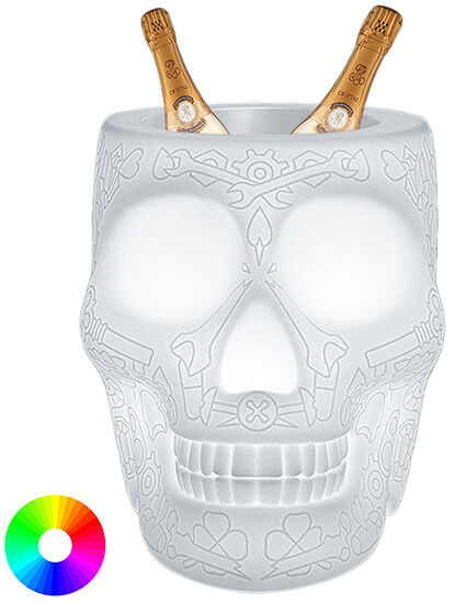 Sladdlös LED-designlampa/planteringskärl "Mexican Skull" med utbytbara färger - Design Studio Job von Qeeboo