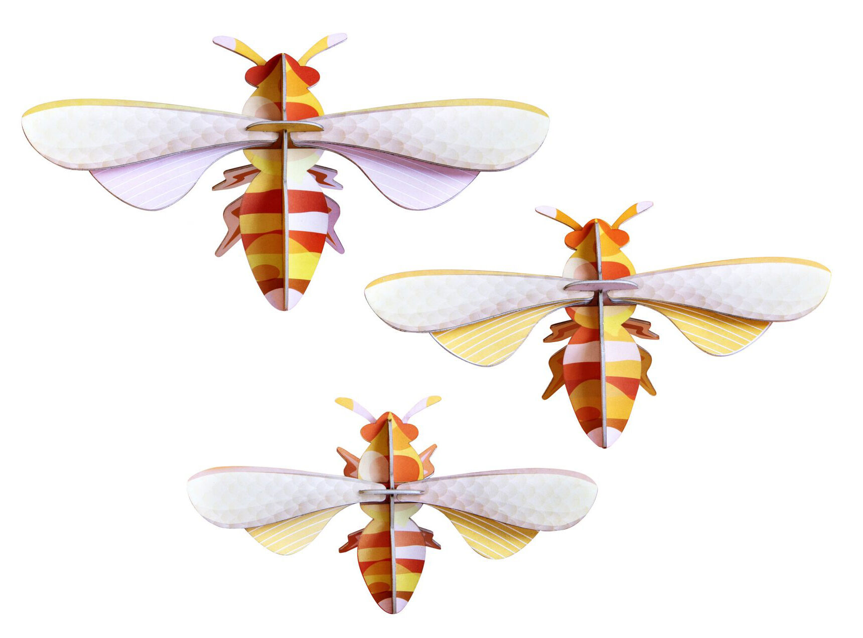 objets muraux 3D "Honey Bees" en carton recyclé, DIY, set de 3 von studio ROOF