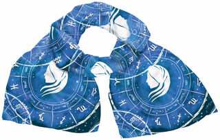Silk scarf "Zodiac Sign Virgo" (24.08.-23.09.), blue version