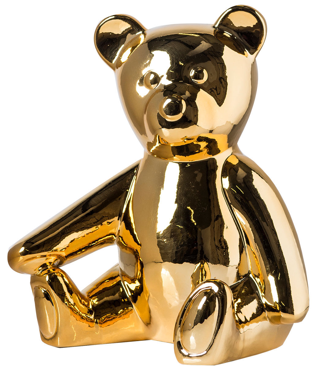 Money box "Golden Bear", golden glazed porcelain by Pols Potten