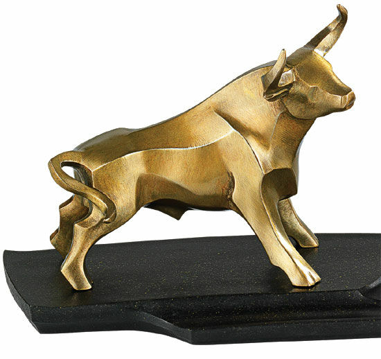 Bulle und Bär Figuren Antik Bull and Bear bronze Aluminium Design