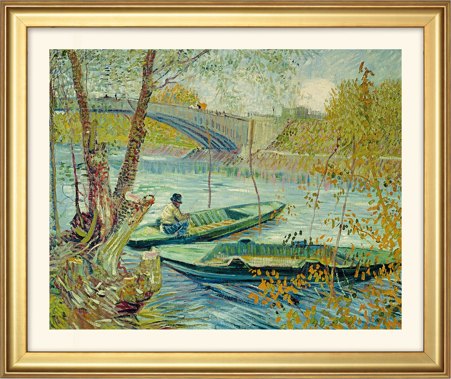 Bild "Fiske på våren" (1887), inramad von Vincent van Gogh