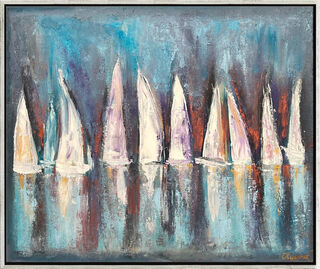 Bild "Segelboote / Sailing 8" (2024) (Original / Unikat), gerahmt