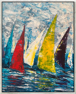 Bild "Segelboote / Sailing 9" (2024) (Original / Unikat), gerahmt