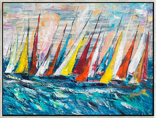 Bild "Segelboote / Regatta 10" (2024) (Original / Unikat), gerahmt