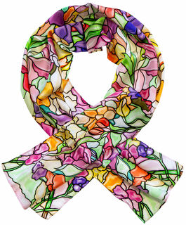 Silketørklæde "Blomster" - efter Louis C. Tiffany
