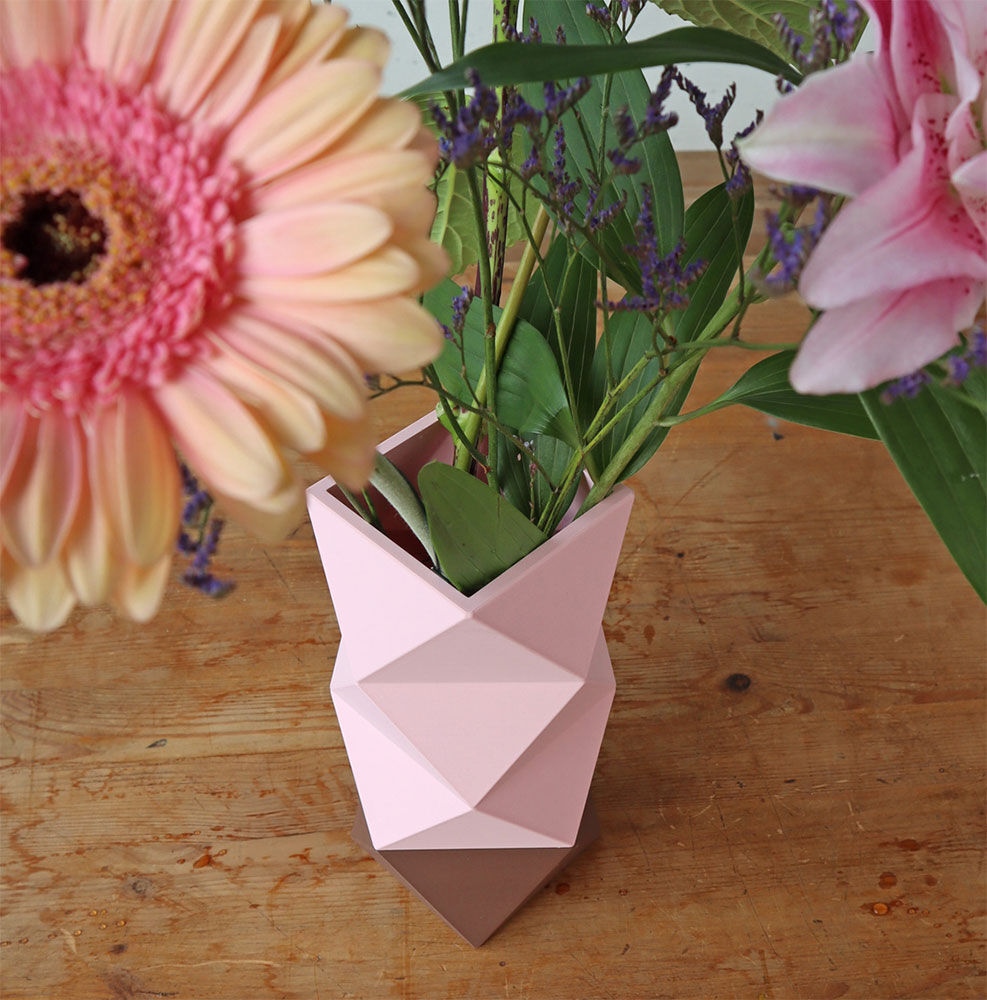 Vas "Origami Pink Brown" (utan dekoration), stor version von KLOQ