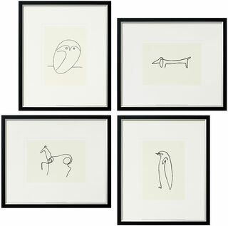 4 djurbilder i en uppsättning, inramad von Pablo Picasso