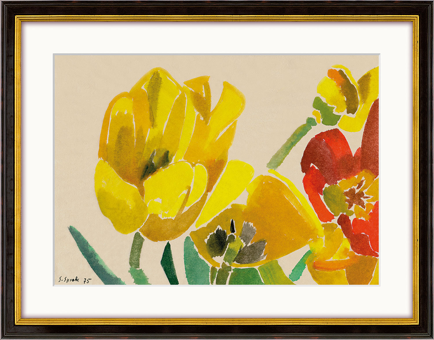 Picture "In My Mother's Garden II" (1975), black and golden framed version by Siegward Sprotte