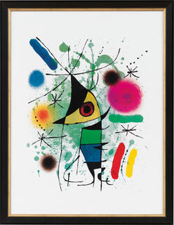Bild "Den sjungande fisken" (1972), inramad von Joan Miró