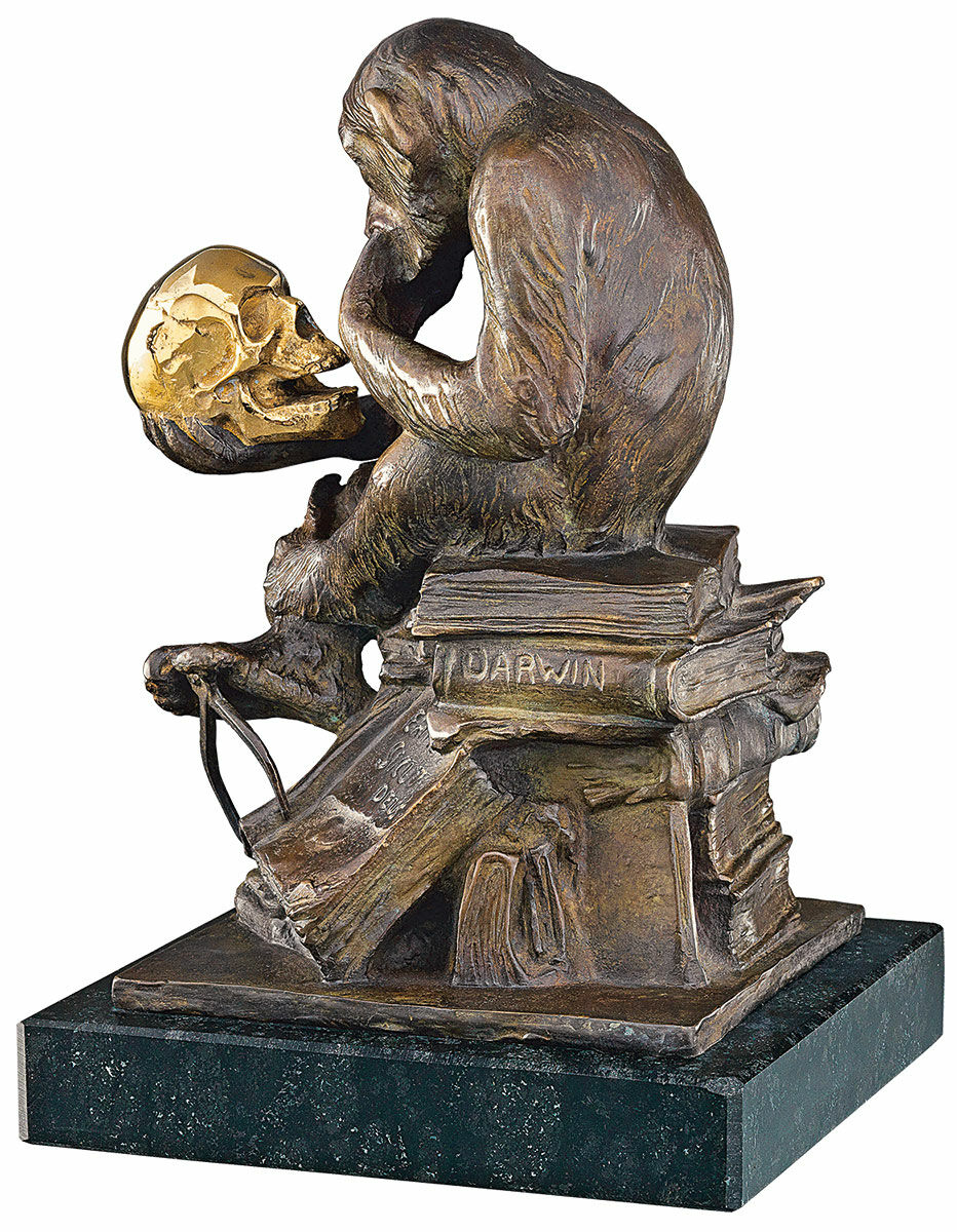 Skulptur "Apa med skalle" (1892-93), bronsversion von Wolfgang Hugo Rheinhold