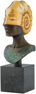 Buste "Hoofd van de Ammoniet", bronzen versie gedeeltelijk verguld