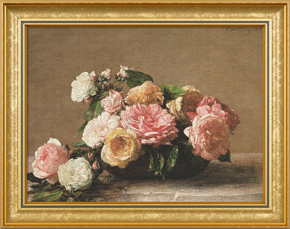 Målning "Roses dans une coupe - Roses in the Bowl" (1882), inramad von Henri Fantin-Latour