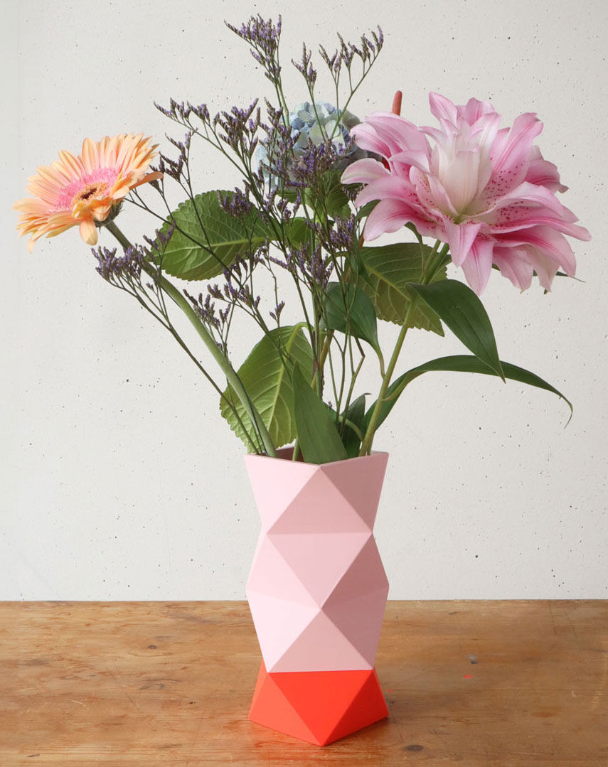 Vase "Origami Orange Peach" (ohne Deko), große Version von KLOQ