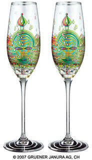 (690) Set med två champagneglas "Green Power"