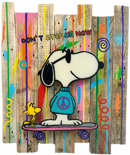 Wandobject "Snoopy, DON'T STOP ME NOW" (2024) (Origineel / Uniek stuk)