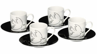 Set de 4 tasses à espresso "La Colombe de la Paix", porcelaine