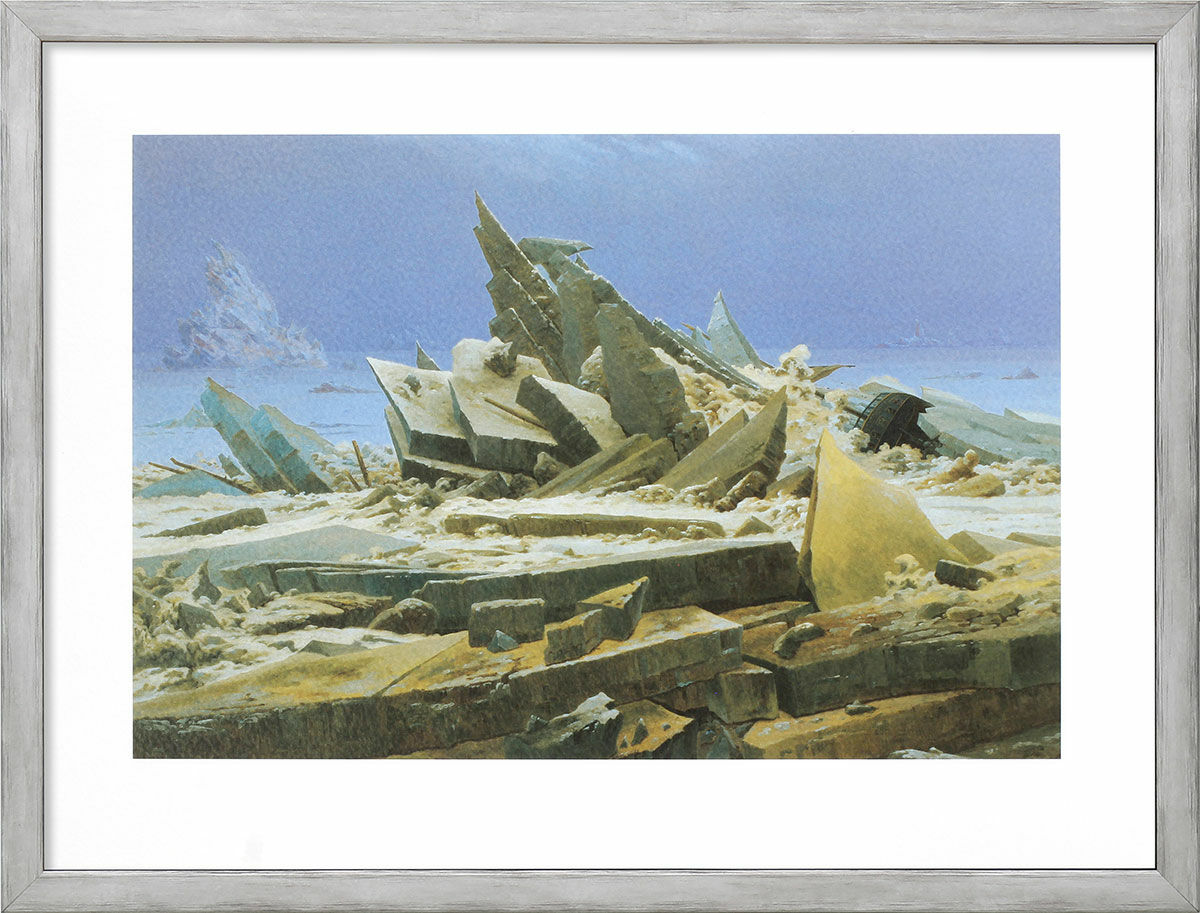 Bild "Ishavet" (1824), inramad von Caspar David Friedrich
