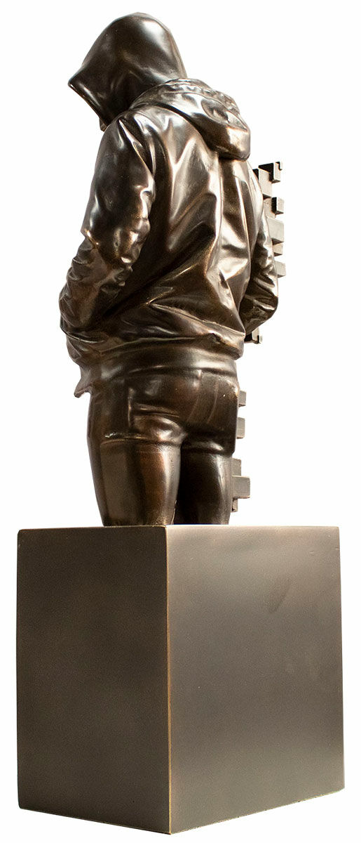 Sculpture "Young Pixelated", bronze by Miguel Guía