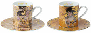 Set of 2 espresso cups with artist's motifs "The Expectation" and "Adele Bloch-Bauer"