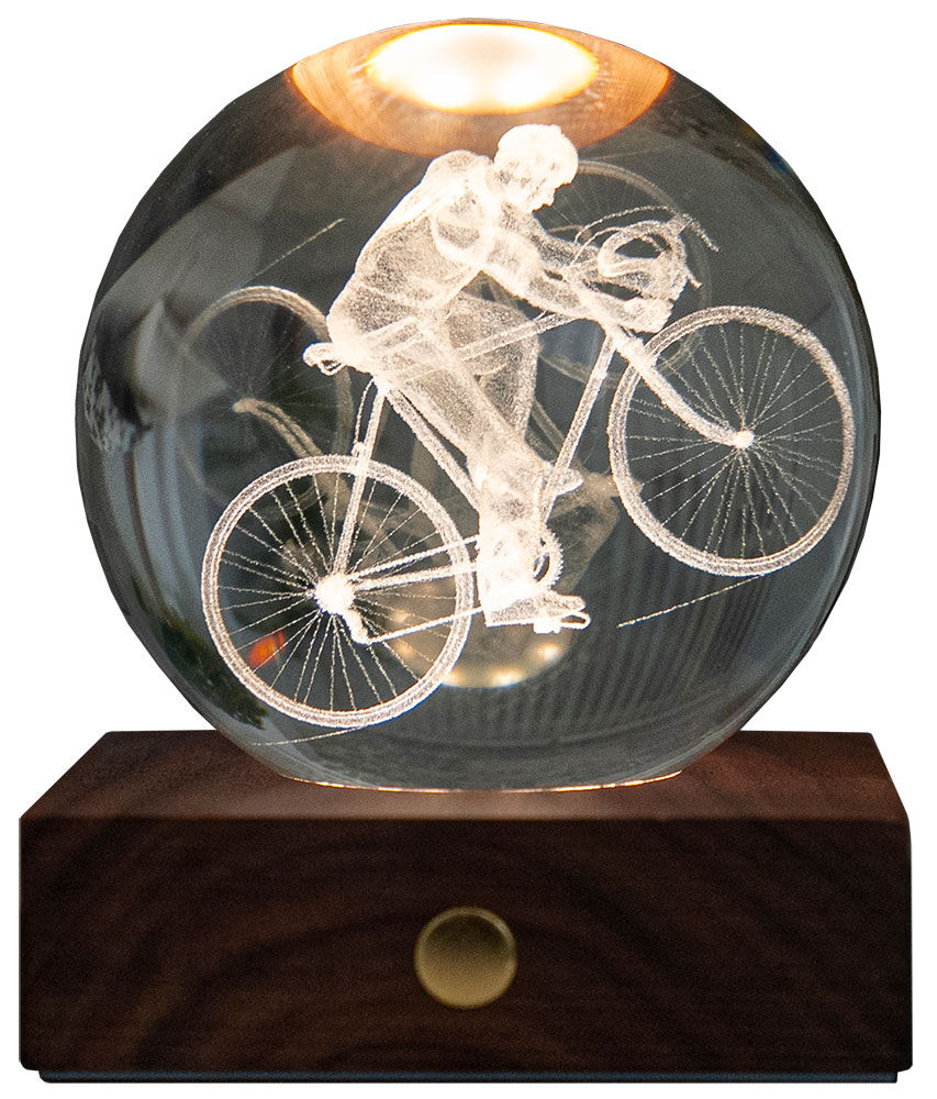 Kabellose Dekolampe "Amber Crystal Light - 3D-Radfahrer", dimmbar von Gingko