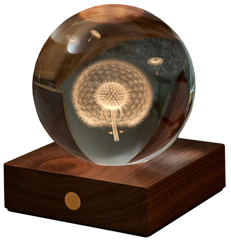 Wireless decorative lamp "Amber Crystal Light - 3D Dandelion", dimmable by Gingko