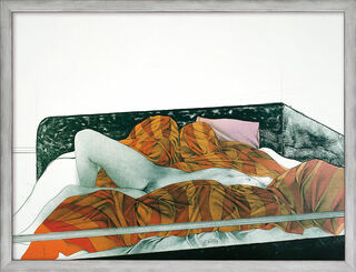 Schilderij "Il letto rigato" (1991), zilverkleurige ingelijste versie