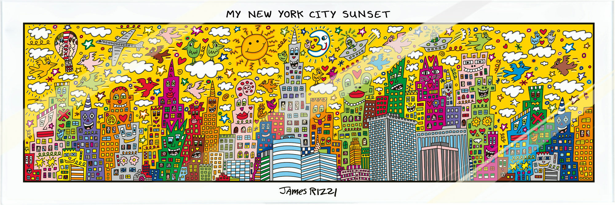 Magnettafel "My Ny City Sunset", Glas von James Rizzi