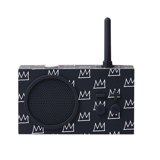 Mobiles UKW-Radio / Bluetooth-Lautsprecher "Tykho 3" - aus der Serie "Jean Michel Basquiat Crown" von Lexon