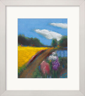 Picture "Rape Field with Gladioli" (Original / Unique piece), framed