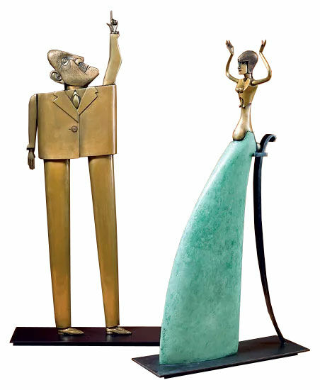 Sculptural group "Pythia" and "The Questioner", bronze by Paul Wunderlich