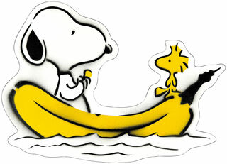 Wandobject "Uitgesneden Snoopy & Woodstock Banaan"