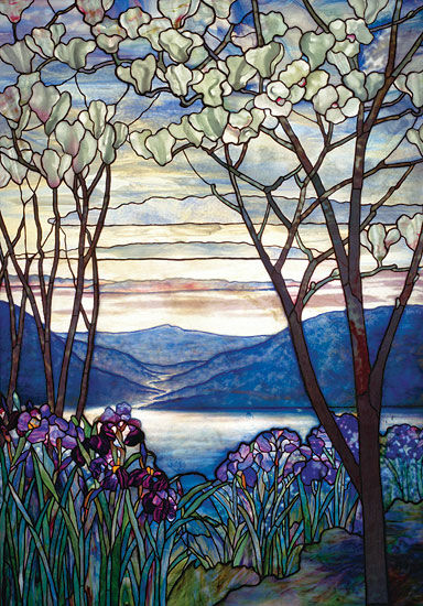 Louis C. Tiffany magnolias and irises oversized jigsaw puzzle in