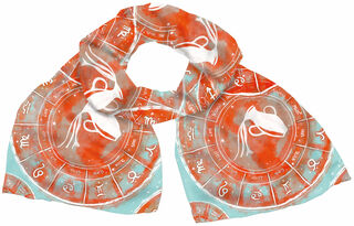 Silk scarf "Zodiac Sign Aquarius" (21.01.-19.02.), orange version